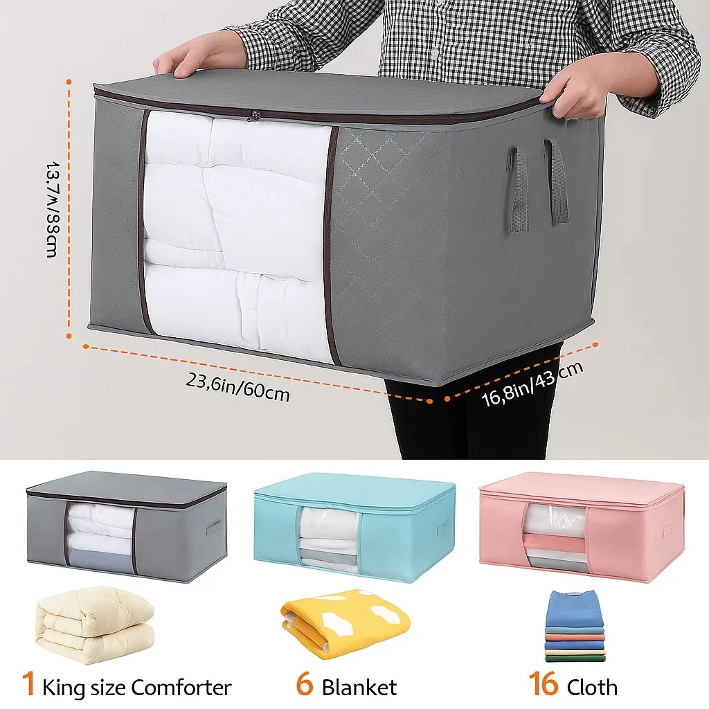 Cajas organizadoras para guardar plumones, sábanas y mantas, solución práctica para mantener el closet ordenado