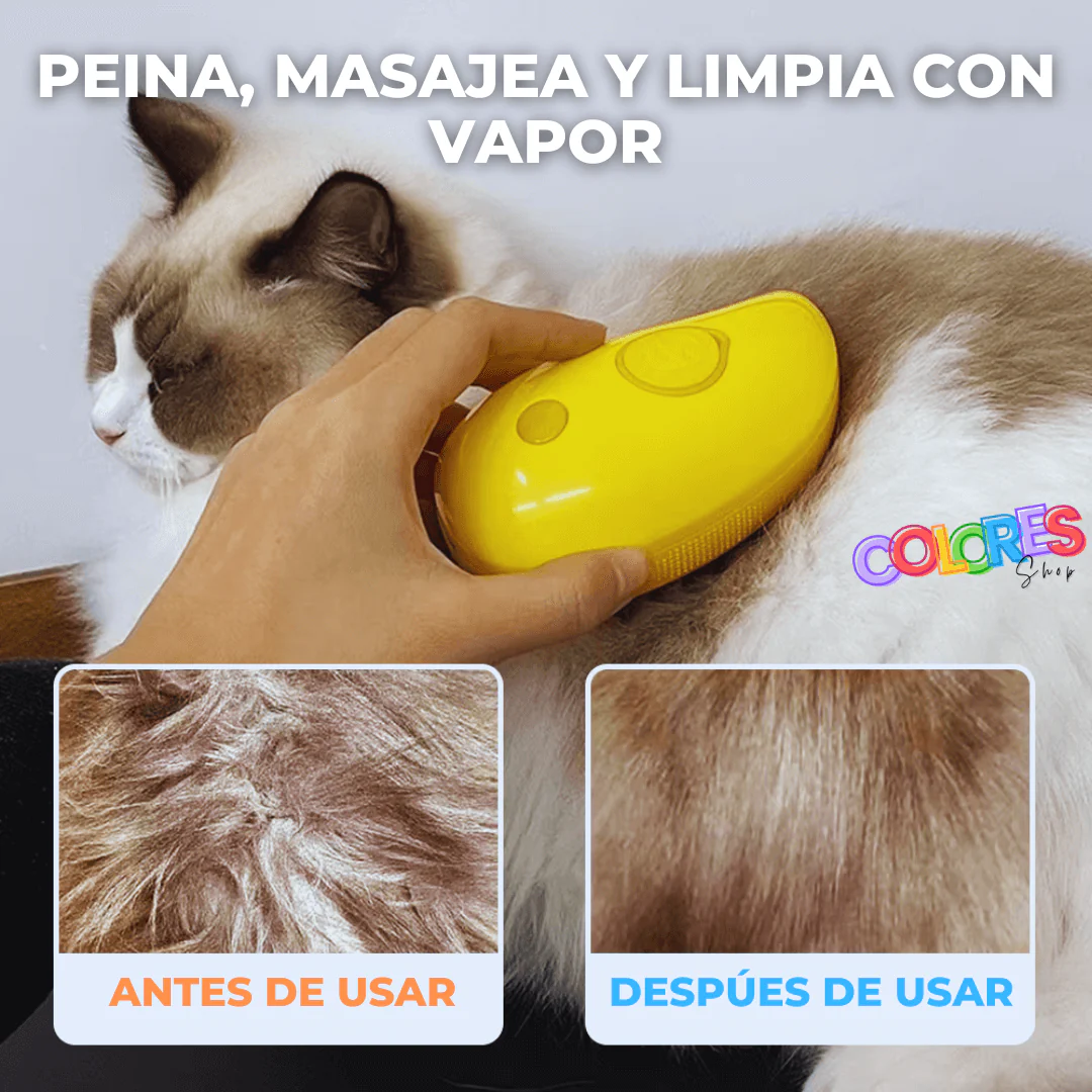 Cepillo de Aseo a Vapor 3 en 1 para Mascotas – Peina, Desenreda y Masajea con Vapor – Ideal para Gatos y Perros – Recargable por USB - Image 5