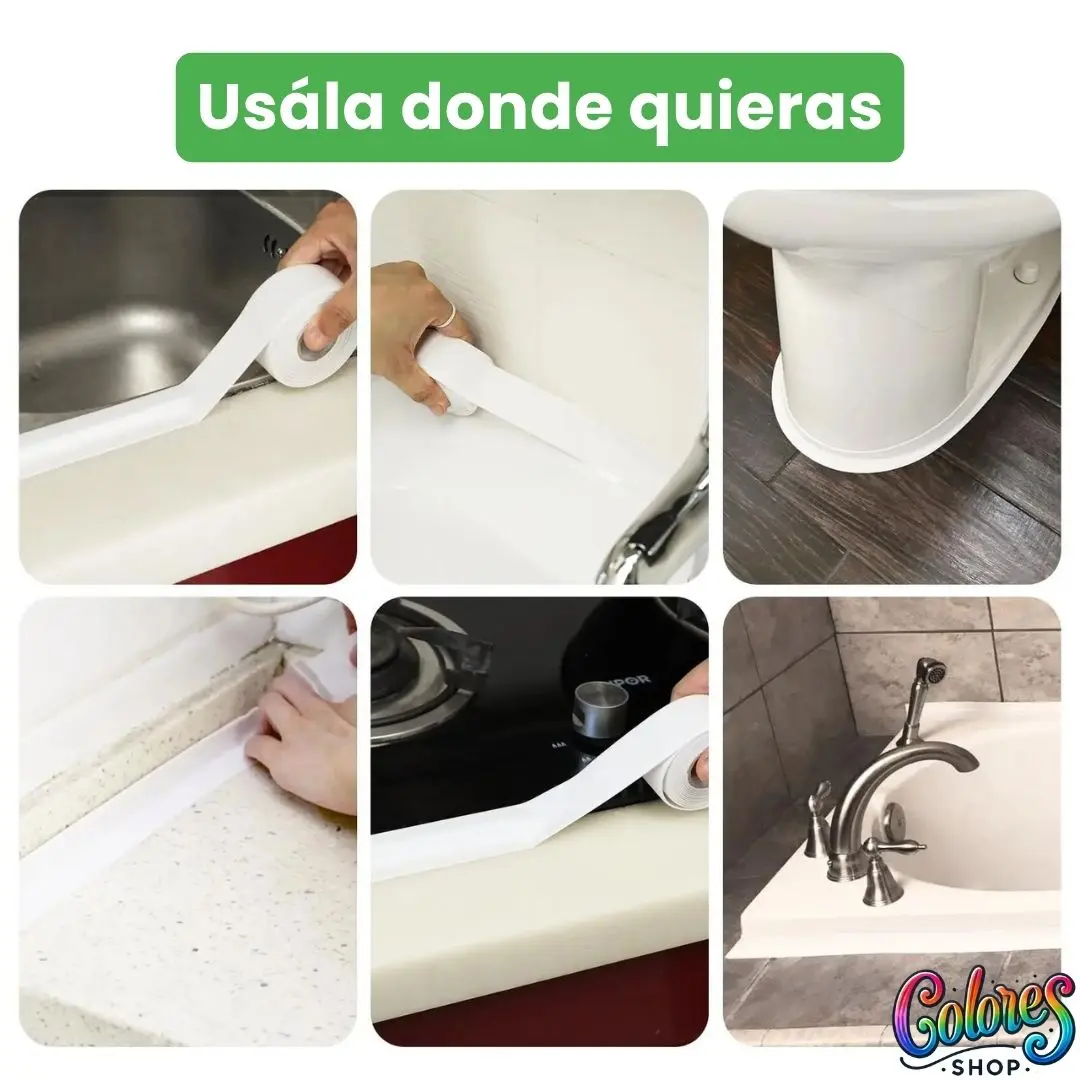 Cinta Adhesiva Impermeable para Baño y Cocina – Renueva tu Hogar Fácilmente sin Herramientas - Image 3