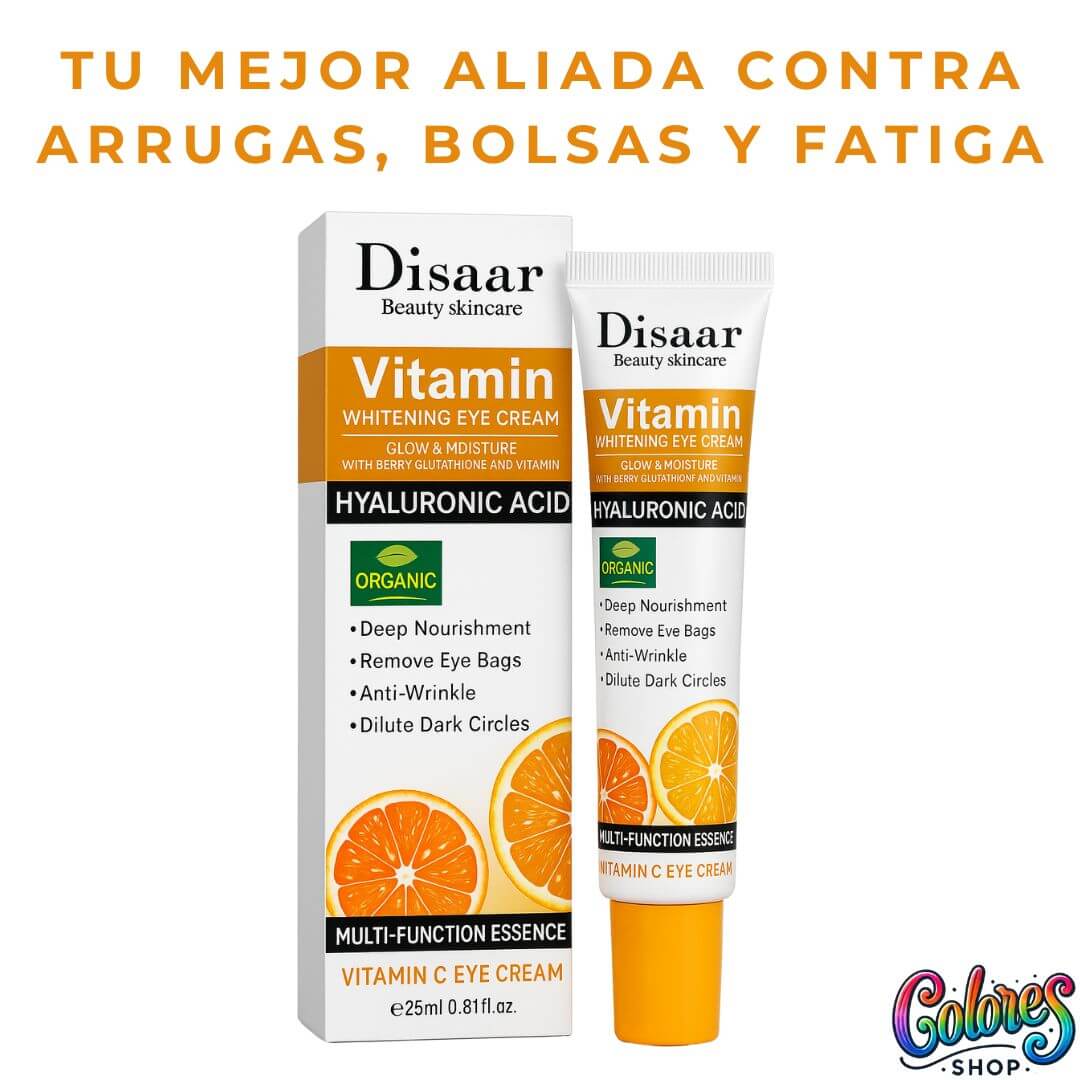 Crema Contorno de Ojos con Vitamina C – Reduce Ojeras, Arrugas y Bolsas, Hidratación Profunda con Ácido Hialurónico, 25ml
