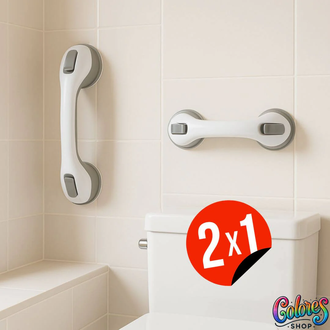 Manilla de Seguridad para Baño (2x1) – Soporte Antideslizante para Personas Mayores y Embarazadas, Instalación sin Herramientas