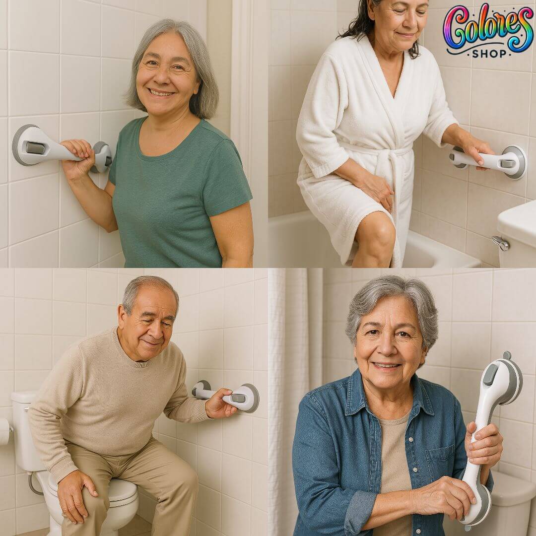 Manilla de Seguridad para Baño (2x1) – Soporte Antideslizante para Personas Mayores y Embarazadas, Instalación sin Herramientas - Image 5