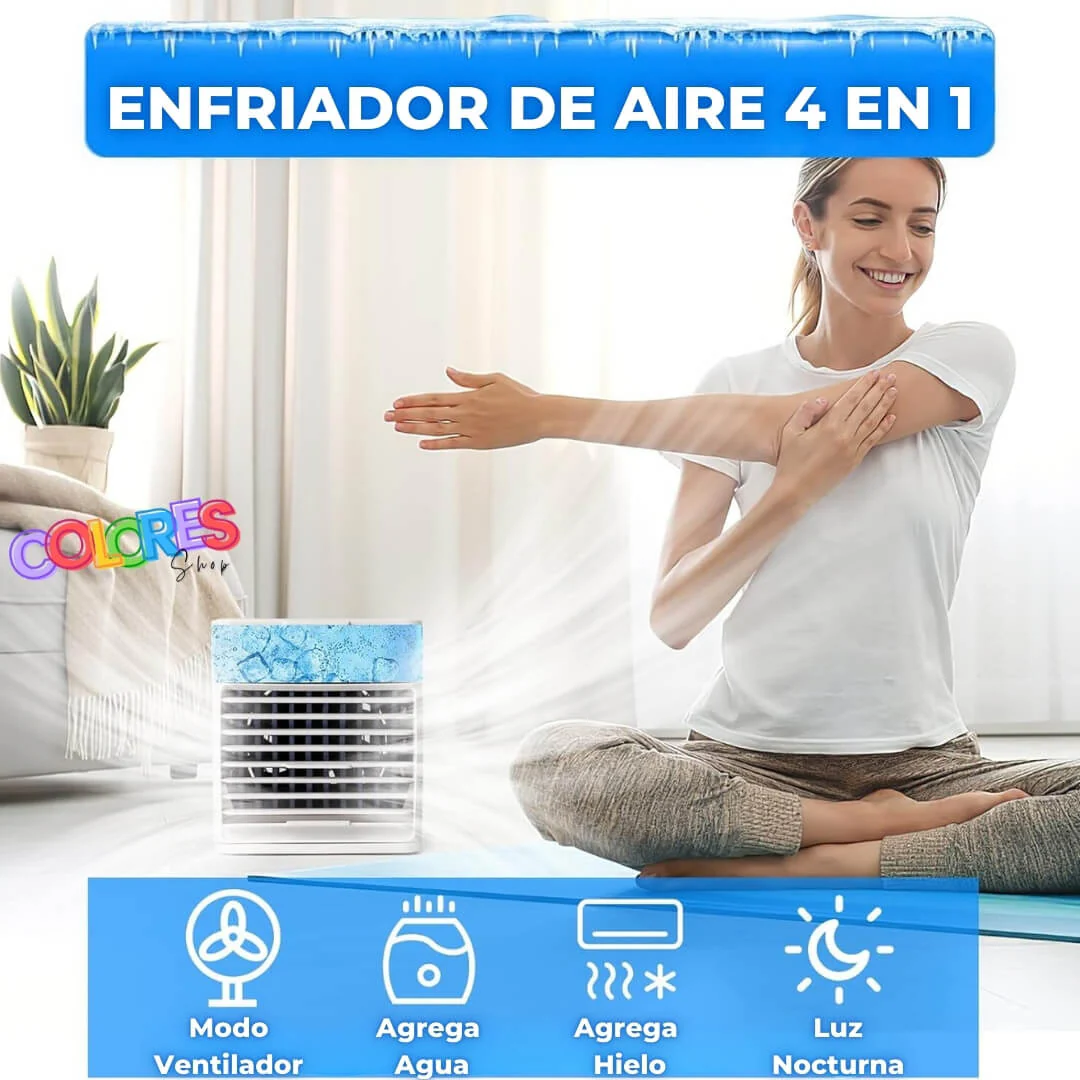 Enfriador de Aire Portátil Compacto - 3 Velocidades Ajustables | Humidificación y Enfriamiento Personal - Image 2