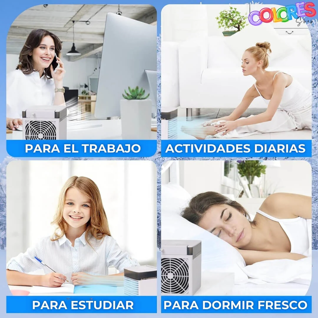 Enfriador de Aire Portátil Compacto - 3 Velocidades Ajustables | Humidificación y Enfriamiento Personal - Image 4