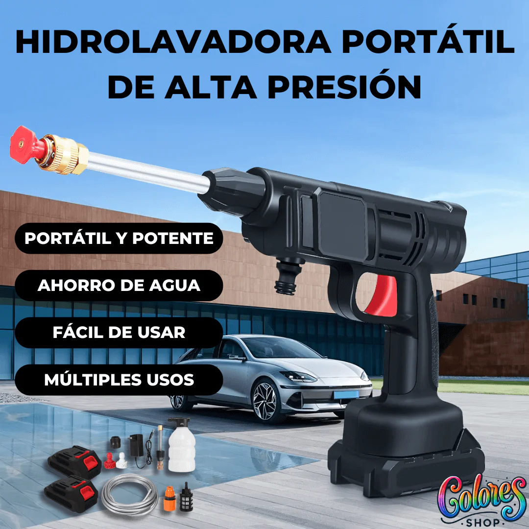 Hidrolavadora Portátil Alta Presión 98V – Limpieza Rápida y Económica + 2 Baterías de Regalo