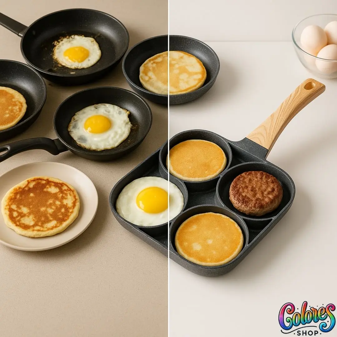 Sartén 4 en 1 Antiadherente para Huevos, Pancakes y Sandwiches – Cocina Rápida, Fácil y con Formas Perfectas - Image 2