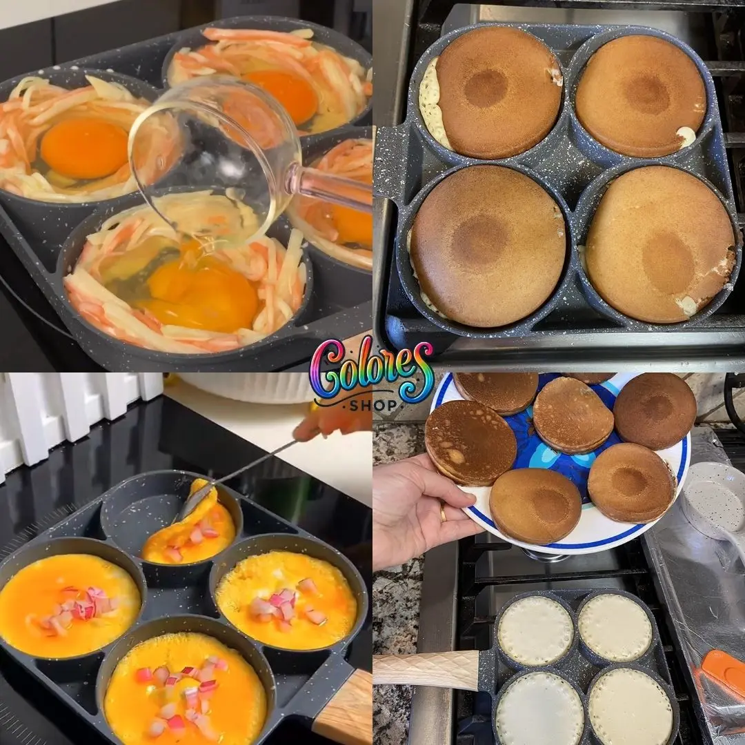 Sartén 4 en 1 Antiadherente para Huevos, Pancakes y Sandwiches – Cocina Rápida, Fácil y con Formas Perfectas - Image 4